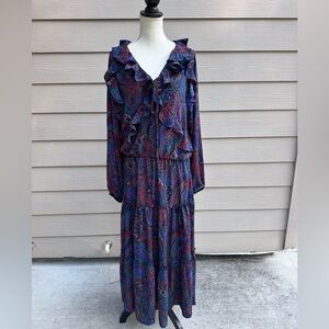 Lauren Ralph Lauren Long Sleeve Maxi Dress Size 14 NWT (C32)